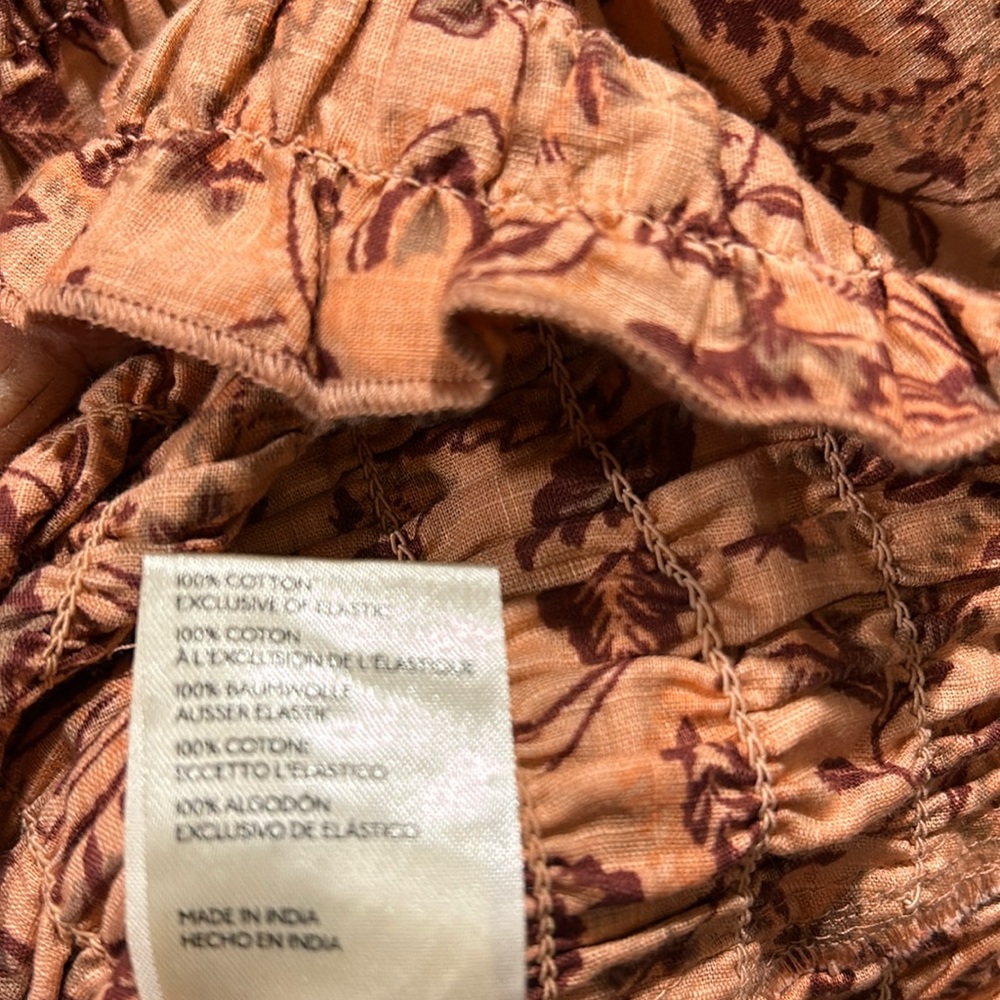 NWOT Free People Floral Smocked tube elastic BodyCon Mini Dress puff sleeves L - Picture 7 of 9